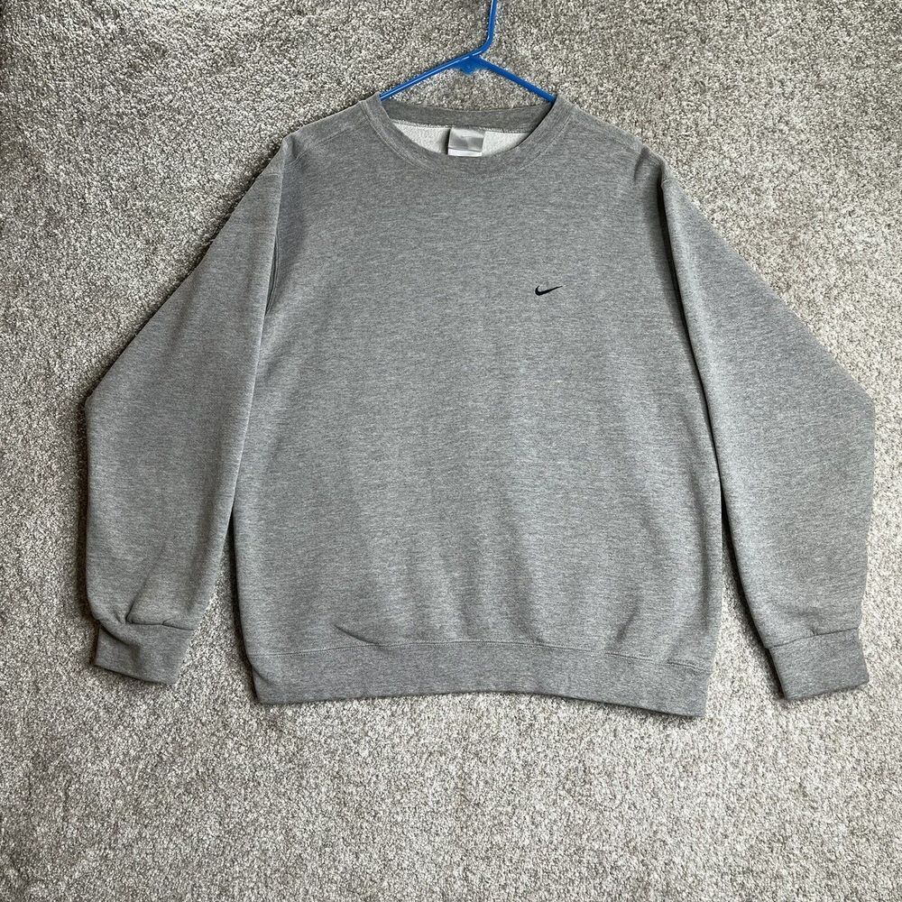 Vintage Nike Crewneck Sweatshirt Men's Large Gray Pullover Swoosh Logo